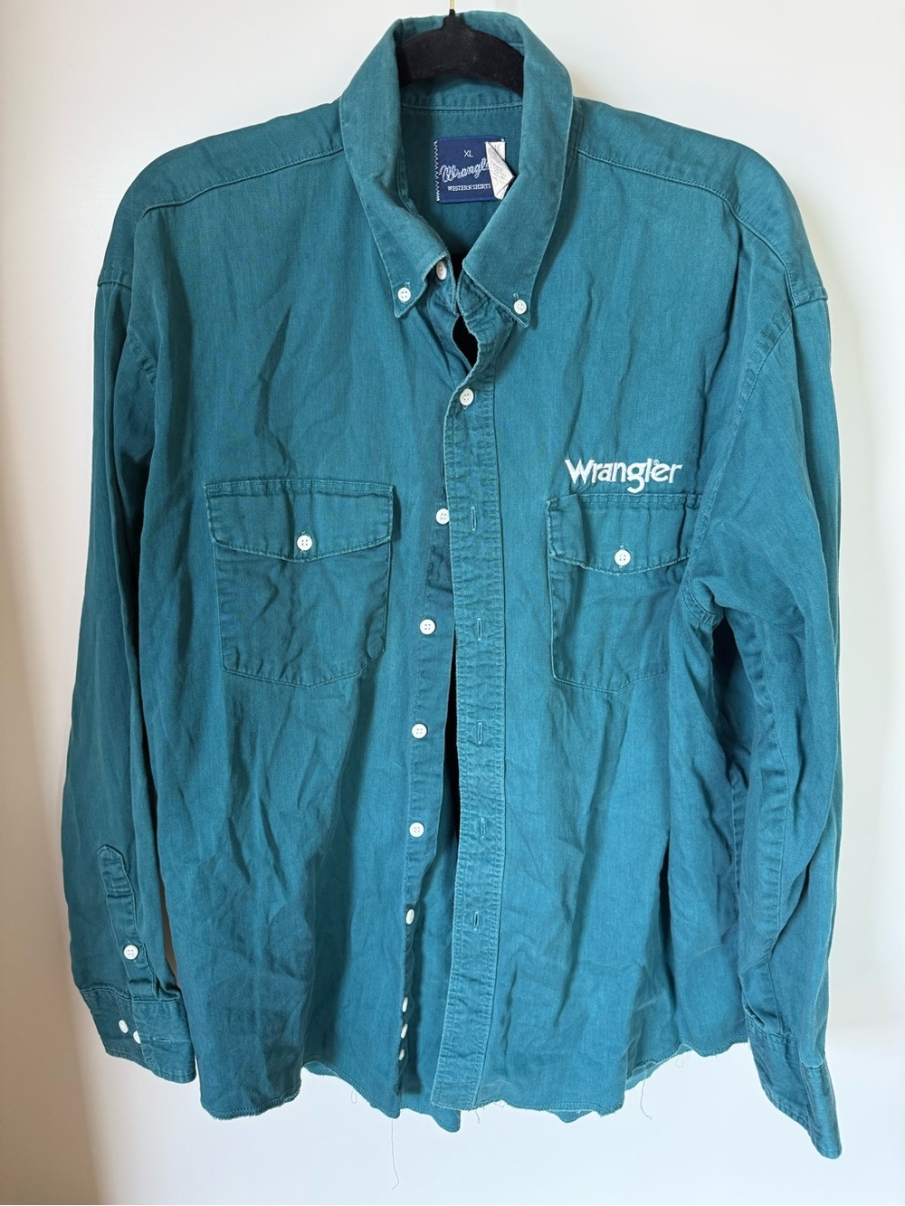 Vintage Wrangler Teal Button-Down Shirt